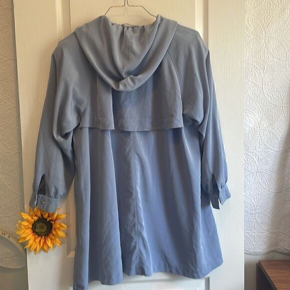 Mulberry Street Women Lg 3/4 Lightweight Hooded Full Zip Drawstring Coat Jacket - Picture 5 of 7